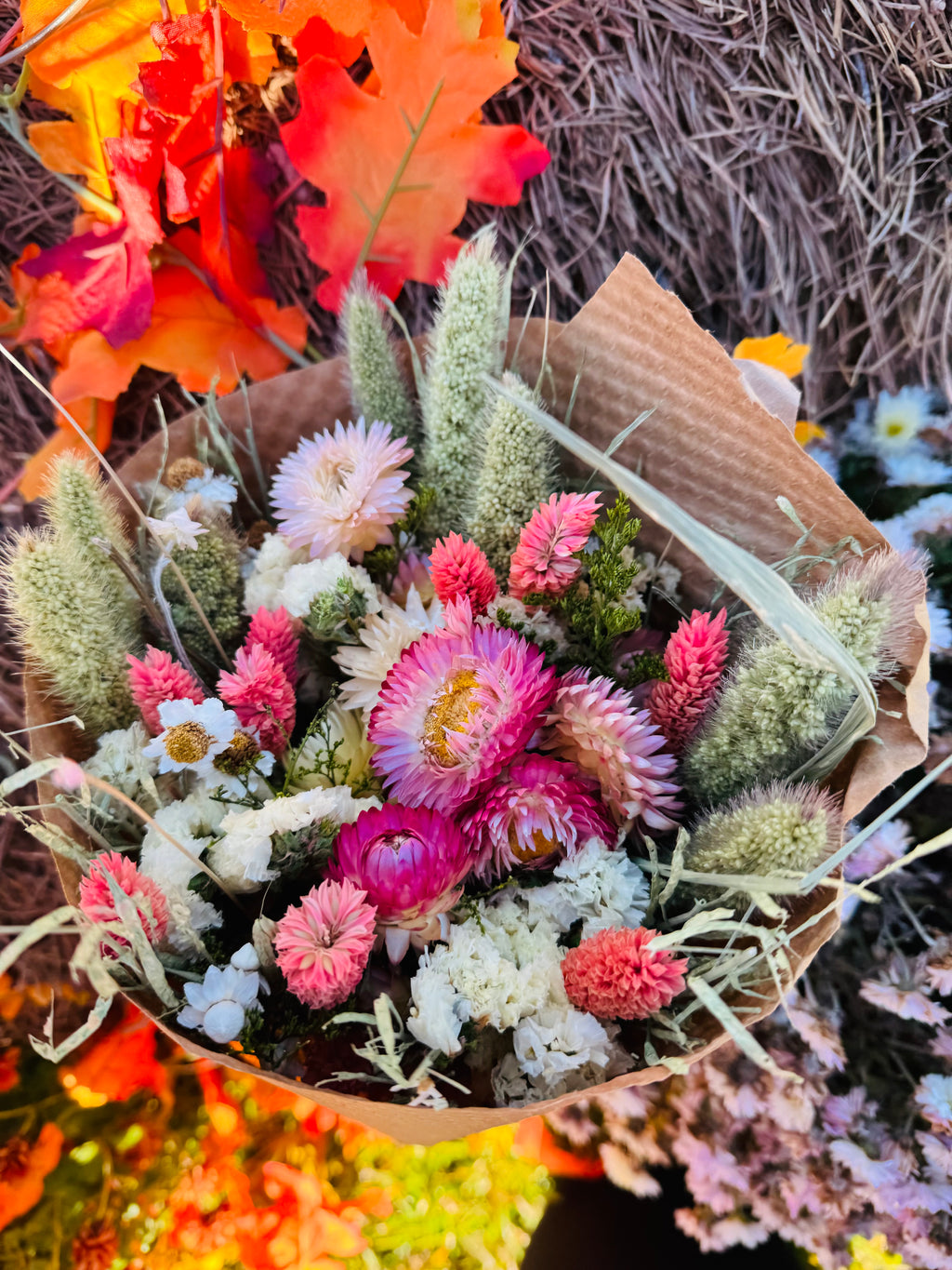 Pink Strawflower Love Floral Bouquet