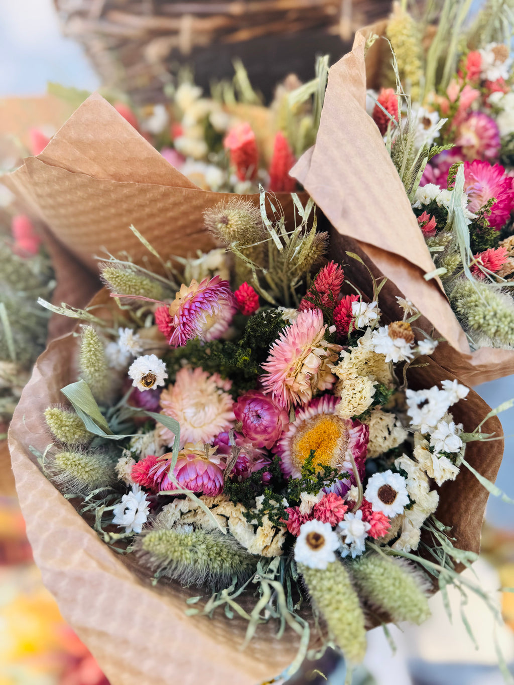 Pink Strawflower Love Floral Bouquet