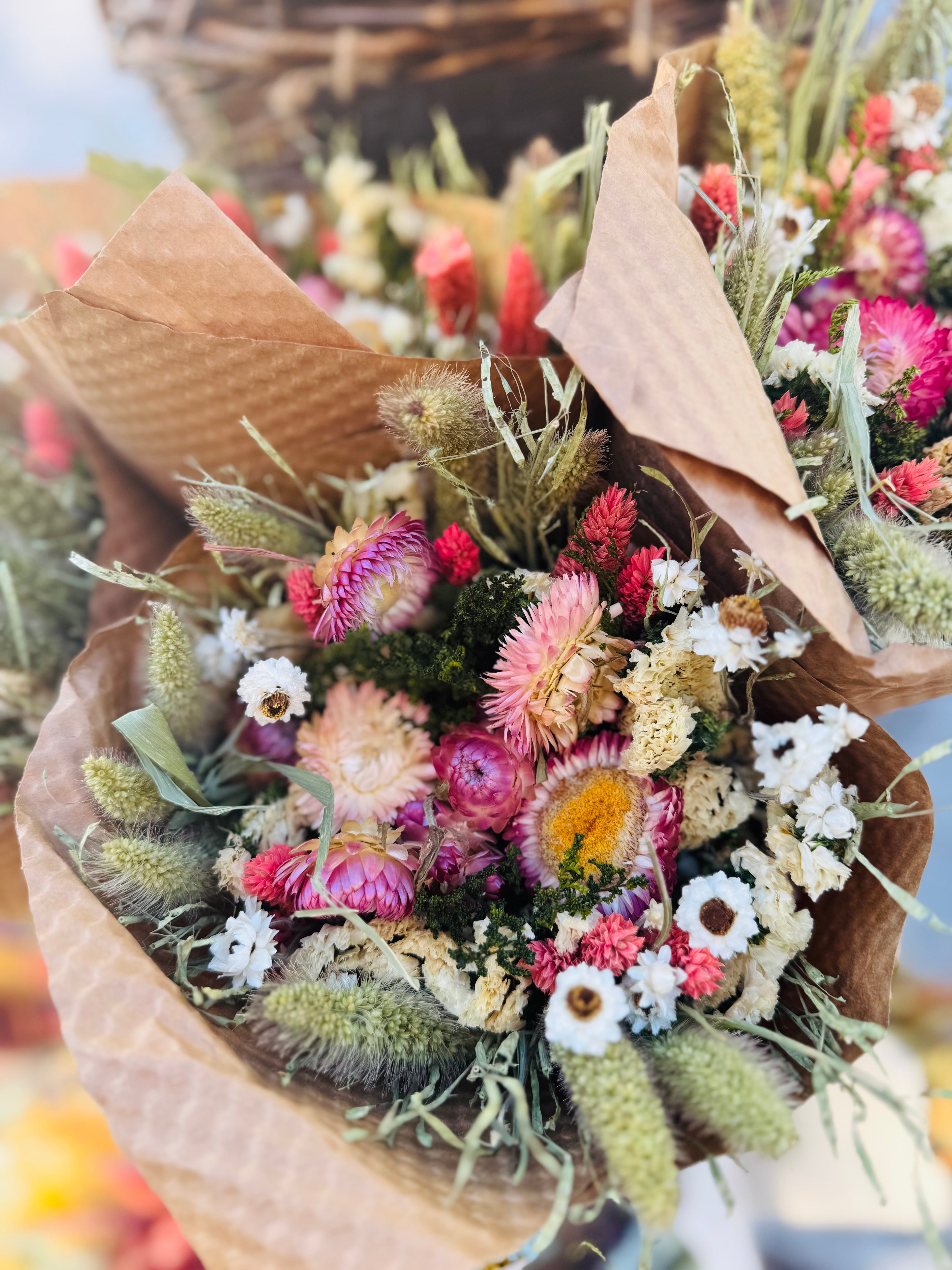 Pink Strawflower Love Floral Bouquet