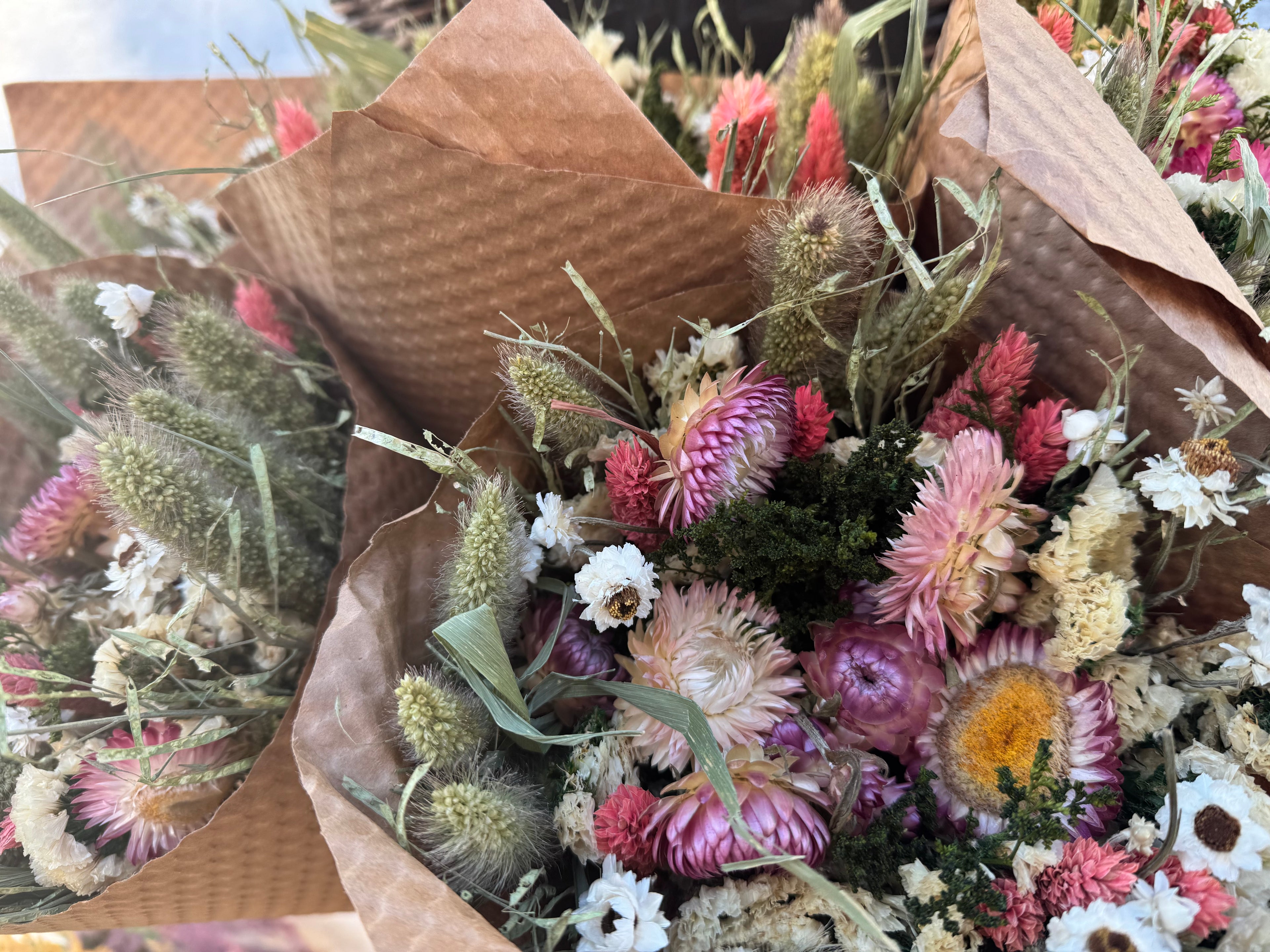 Pink Strawflower Love Floral Bouquet