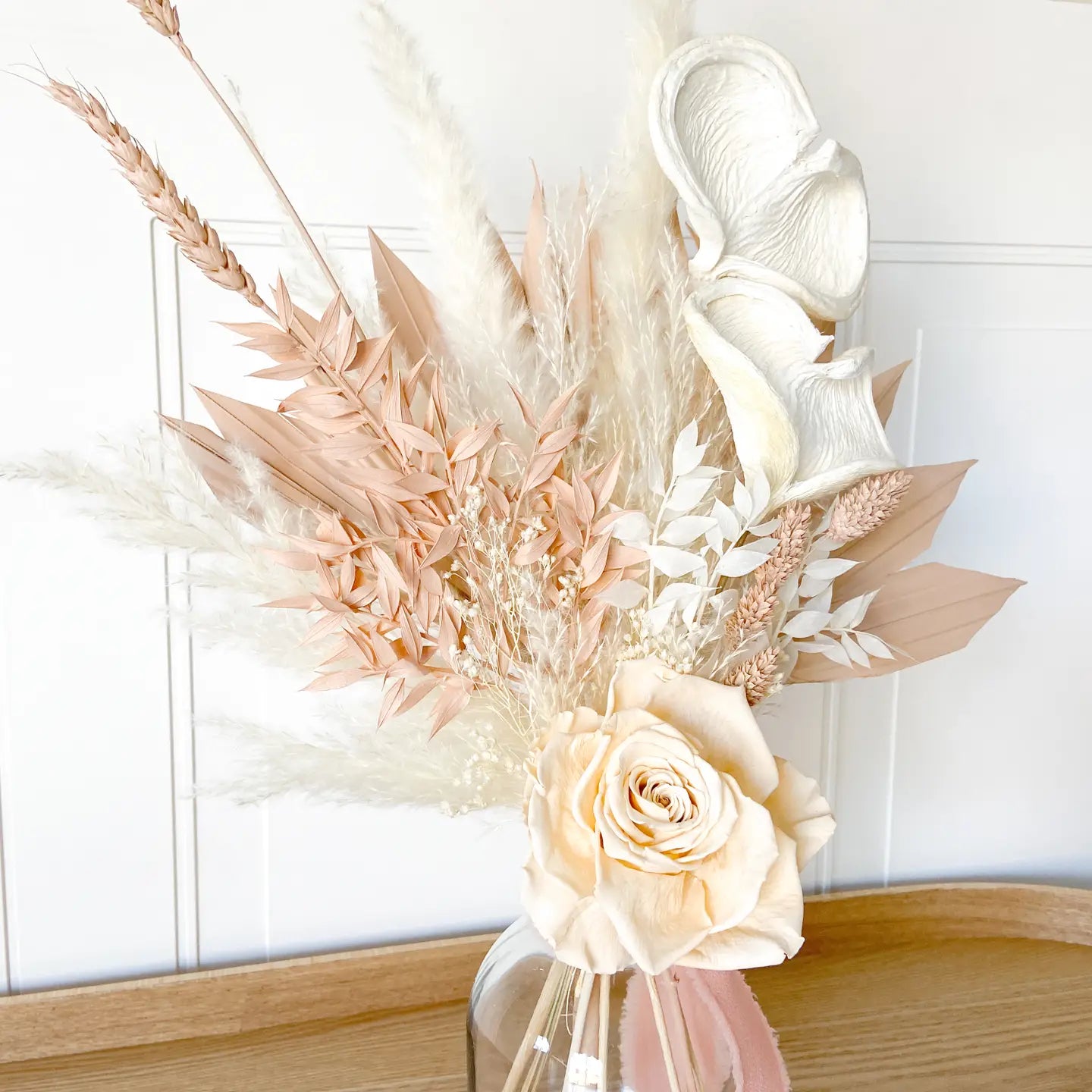 Blush Rose & Dried Flower Bouquet