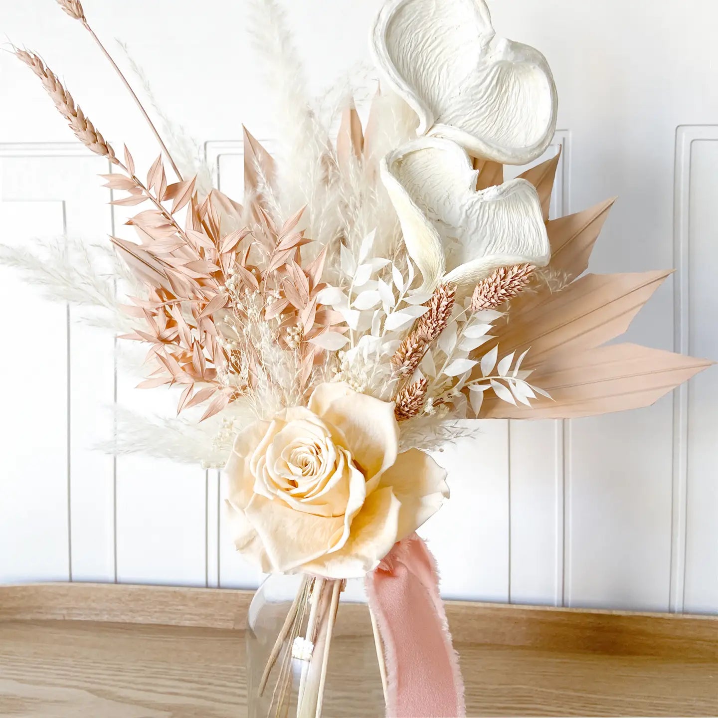 Blush Rose & Dried Flower Bouquet