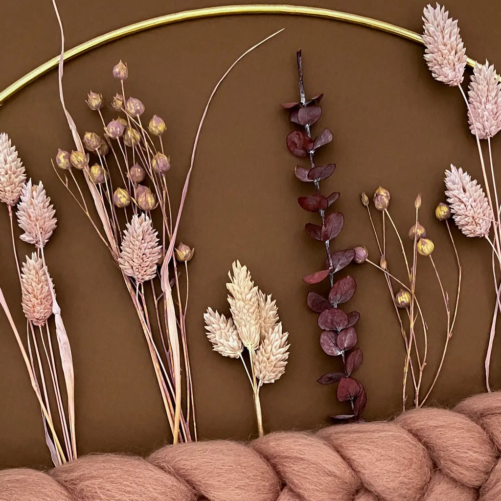 Merino Wool & Dried Flowers Wreath