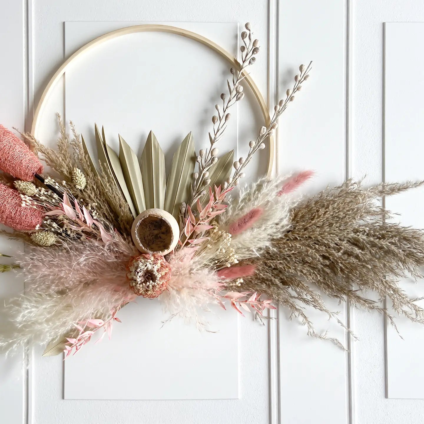 Pink & Neutral Dried Flowers Wreath