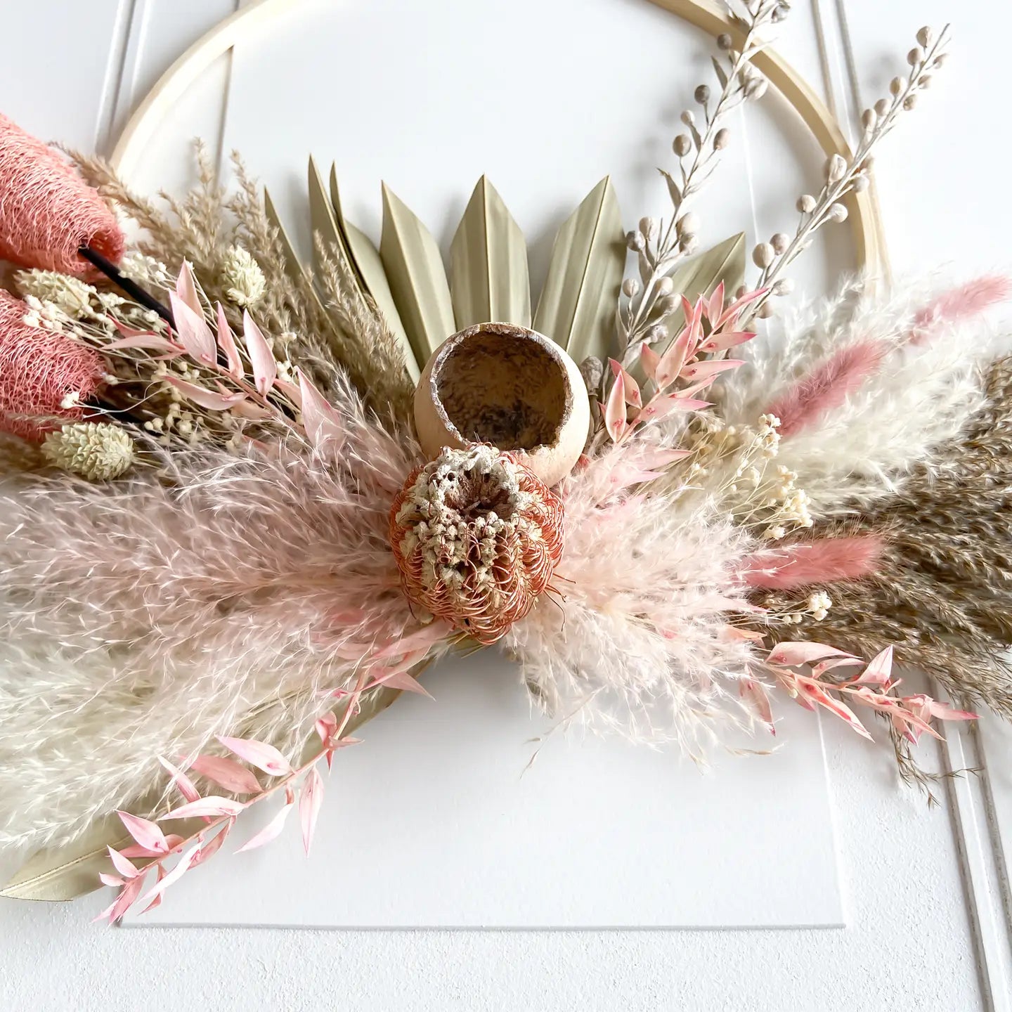 Pink & Neutral Dried Flowers Wreath