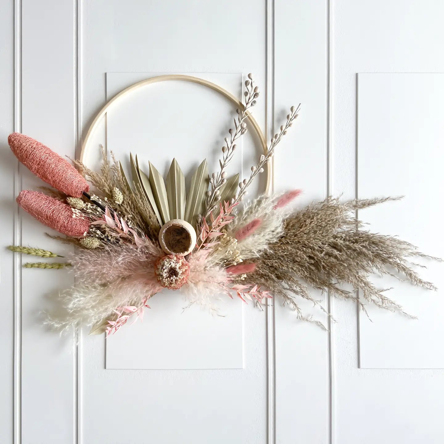 Pink & Neutral Dried Flowers Wreath