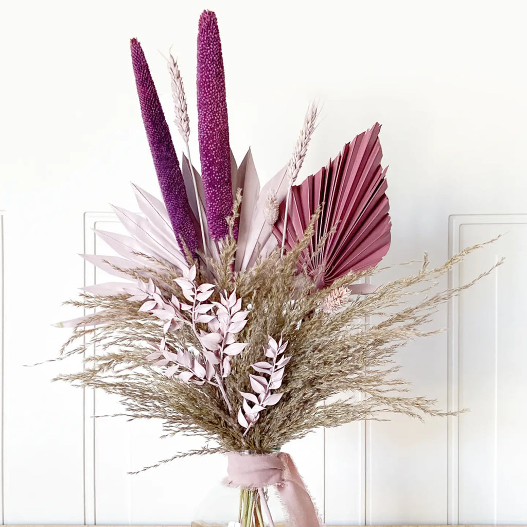 Purple & Neutral Dried Flower Bouquet