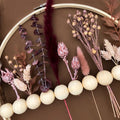 Purples Dried Flowers Wood Bead Wreath