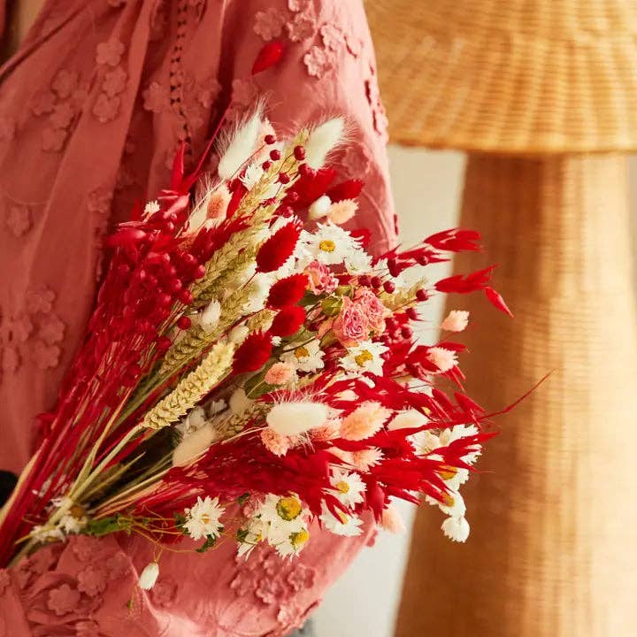 Dried Flowers - Field Bouquet - Red Velvet - Medium Size - Valentines Day